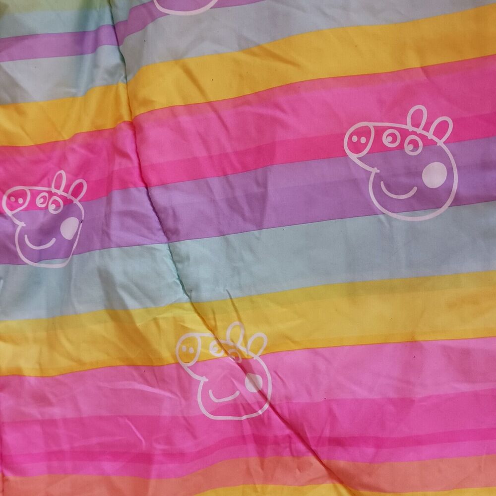 2003 PEPPA PIG & UNICORN Twin Comforter Pink & Rainbow Reversible 71x 81.5 Vntg - Picture 11 of 16